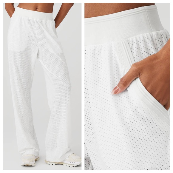 ALO Yoga Pants - Alo Yoga white mesh all star wide-leg pant XS athleisure track loungewear pocket